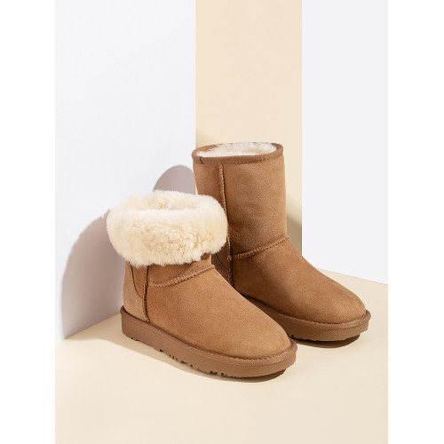 2025新款冬季雪地靴女款羊皮毛一體雪地棉鞋防滑羊毛棉靴女鞋桑坡