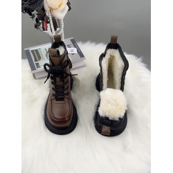 軟皮羊毛馬丁靴女2025冬季新款皮毛一體百搭雪地靴加絨加厚底棉鞋