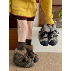 黑色加絨加厚增高厚底雪地靴女款2026新款冬季保暖防滑毛毛棉靴子