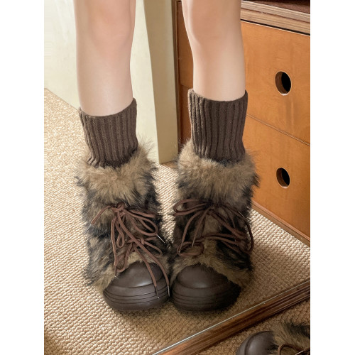 黑色加絨加厚增高厚底雪地靴女款2026新款冬季保暖防滑毛毛棉靴子