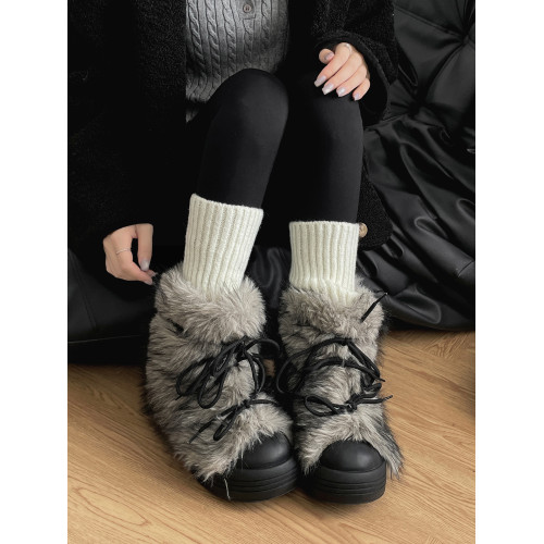 黑色加絨加厚增高厚底雪地靴女款2026新款冬季保暖防滑毛毛棉靴子