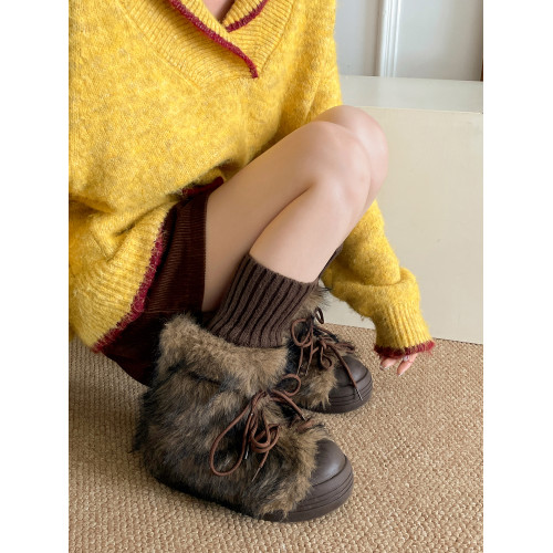 黑色加絨加厚增高厚底雪地靴女款2026新款冬季保暖防滑毛毛棉靴子