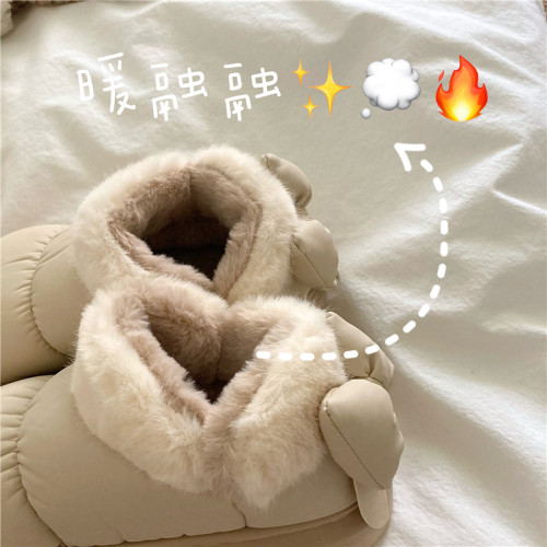 後跟蝴蝶結~！仙女風ins加厚加絨防水雪地靴女防滑保暖包跟棉鞋潮