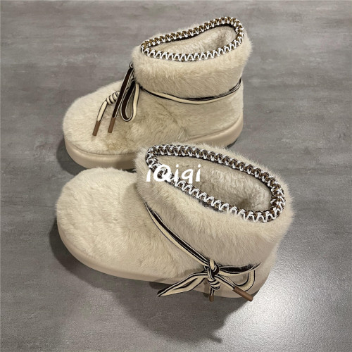 七七主人家棉鞋女2024冬季新款室內居家外穿保暖加絨加厚雪地靴女