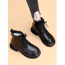 羊毛軟皮厚底雪地靴女2025年新款冬季加絨防滑馬丁靴保暖加厚棉靴