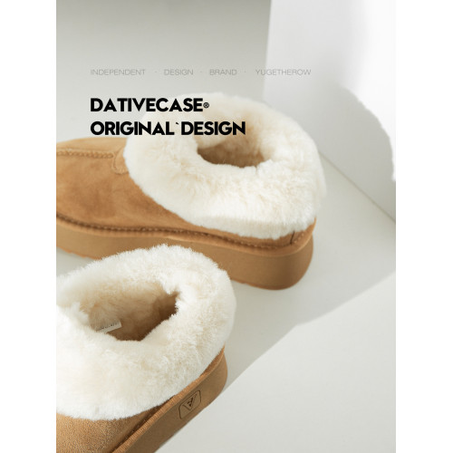 [與格]羊皮毛一體真皮羊毛新款加絨雪地靴女厚底冬季短靴棉靴桑坡