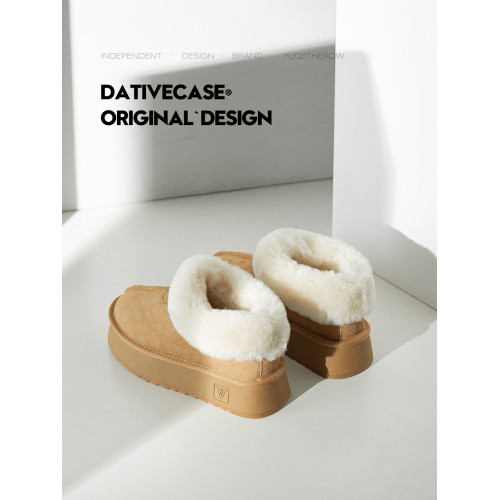 [與格]羊皮毛一體真皮羊毛新款加絨雪地靴女厚底冬季短靴棉靴桑坡