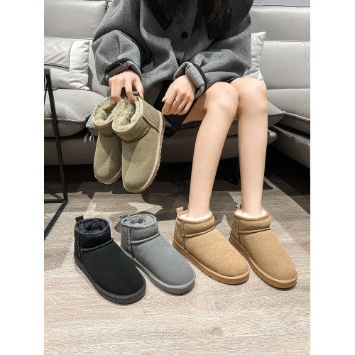 2025周冬雨同款雪地靴女短筒皮毛一體短靴冬季真皮加絨棉鞋大碼男