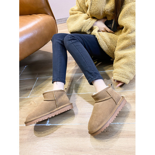 2025周冬雨同款雪地靴女短筒皮毛一體短靴冬季真皮加絨棉鞋大碼男