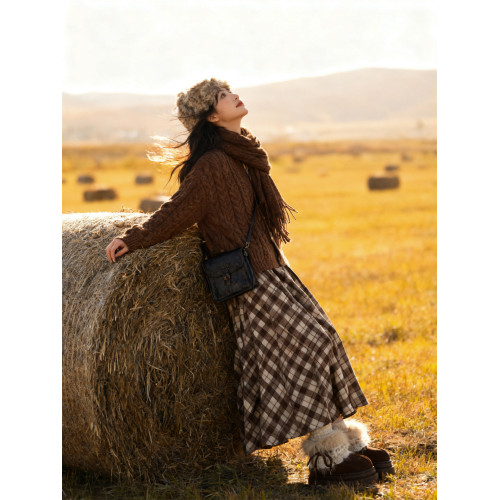 細細條 費爾島毛毛雪地靴女冬季百搭增高厚底加絨保暖短靴子棉鞋