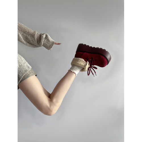 時尚部落磨砂復古短筒雪地靴女2025年秋冬新款加絨毛毛厚底大棉鞋