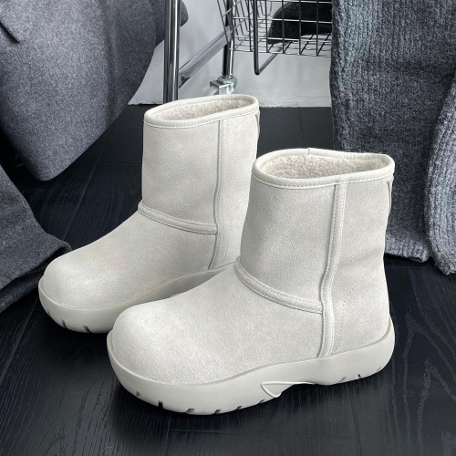 真皮復古厚底雪地靴女2025冬季新款百搭防滑加絨加厚保暖休閒棉靴