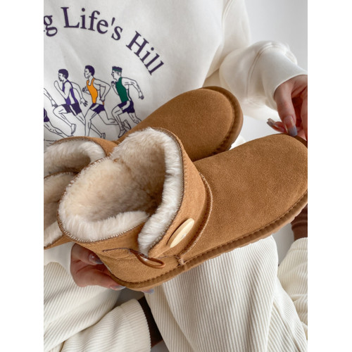 真牛皮雪地靴女2025冬季新款皮毛一體防滑雪地棉鞋短筒加絨加厚