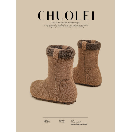 超火冬季新款平底雪地靴女棕色加絨內增高東北棉鞋加厚保暖毛毛鞋