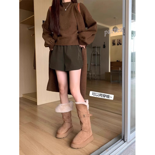 厚底雪地靴女款兩穿中筒棉靴子2026新款冬季加絨加厚高筒東北棉鞋 厚底雪地靴女款兩穿中筒棉靴子2026新款冬季加絨加厚高筒東北棉鞋