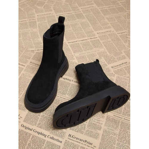 撤櫃品牌女鞋棕色厚底短靴女秋冬新款復古切爾西靴加絨平底馬丁靴 撤櫃品牌女鞋棕色厚底短靴女秋冬新款復古切爾西靴加絨平底馬丁靴