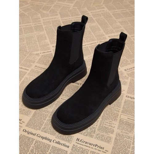 撤櫃品牌女鞋棕色厚底短靴女秋冬新款復古切爾西靴加絨平底馬丁靴 撤櫃品牌女鞋棕色厚底短靴女秋冬新款復古切爾西靴加絨平底馬丁靴