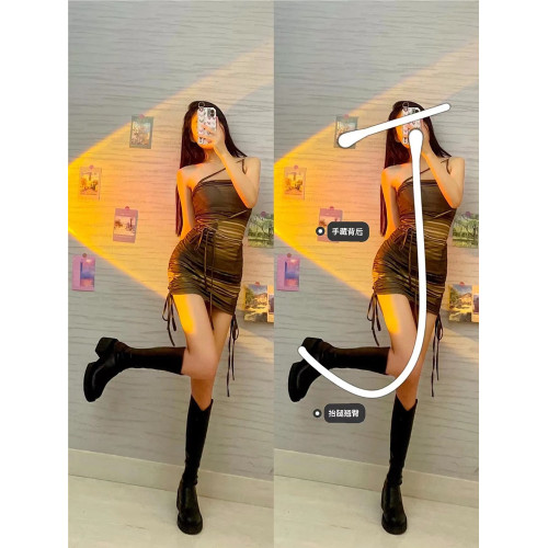 長靴女不過膝高跟厚底V口騎士靴粗跟高筒彈力瘦瘦靴小個子長筒靴