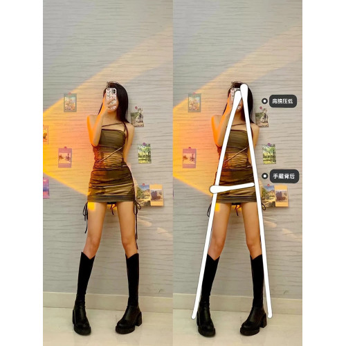 長靴女不過膝高跟厚底V口騎士靴粗跟高筒彈力瘦瘦靴小個子長筒靴