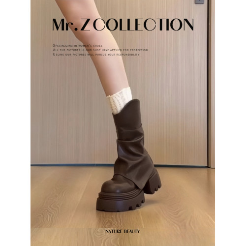 棕色美拉德厚底馬丁靴女款2025新款秋冬加絨短靴增高堆堆褲琯靴子 棕色美拉德厚底馬丁靴女款2025新款秋冬加絨短靴增高堆堆褲琯靴子