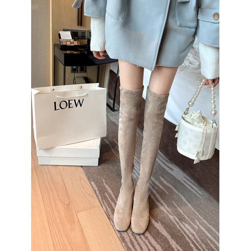 過膝長靴女2026春秋新款彈力圓頭高筒靴小個子增高粗跟顯瘦高跟靴 過膝長靴女2026春秋新款彈力圓頭高筒靴小個子增高粗跟顯瘦高跟靴