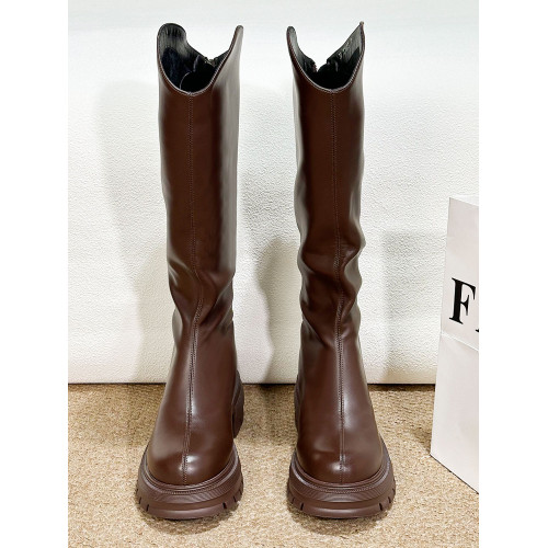 靴子女款2025新款爆款棕色長筒靴加絨加寬顯瘦胖MM高筒長靴騎士靴