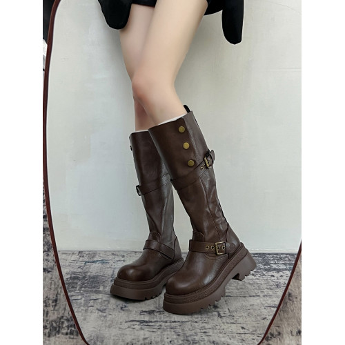 長筒靴女2026新款秋冬季棕色靴子美拉德厚底增高騎士靴高筒瘦瘦靴 長筒靴女2026新款秋冬季棕色靴子美拉德厚底增高騎士靴高筒瘦瘦靴