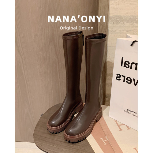 長靴女2025秋冬新款英倫風不過膝高筒騎士靴小個子厚底增高長筒靴 長靴女2025秋冬新款英倫風不過膝高筒騎士靴小個子厚底增高長筒靴