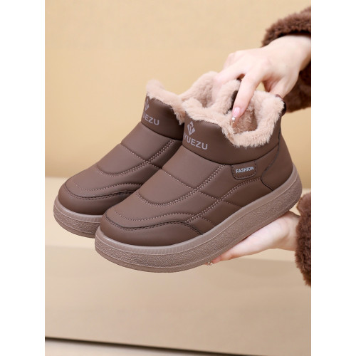 2025冬季新款老北京棉鞋加絨加厚保暖麵包鞋軟底防滑一腳蹬雪地靴