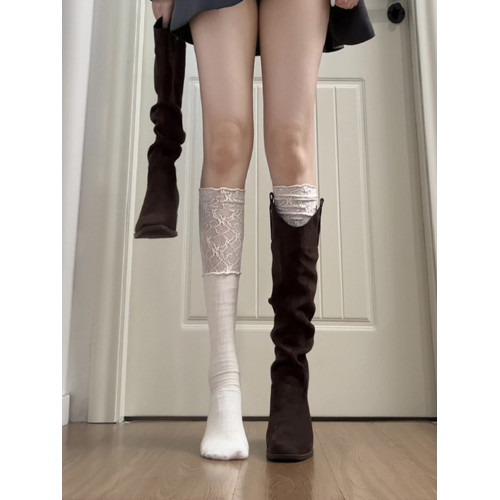 牛皮版~真皮小個子內增高8cm長筒靴女褶皺堆堆靴騎士靴西部牛仔靴