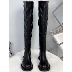 2025年新款女秋冬美拉德風過膝靴平底大碼長靴彈力後拉鍊騎士靴女