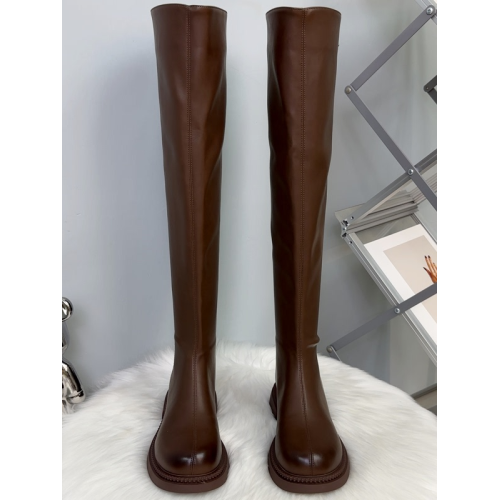 2025年新款女秋冬美拉德風過膝靴平底大碼長靴彈力後拉鍊騎士靴女