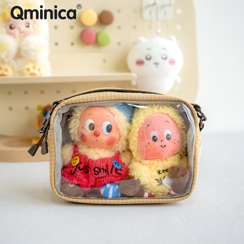 Qminica馬卡龍透明15CM痛包娃包保護套曬娃包化妝收納旅行洗漱包