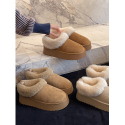 復古增高厚底加絨加厚雪地靴女2026新款冬季保暖東北毛毛勃肯棉鞋