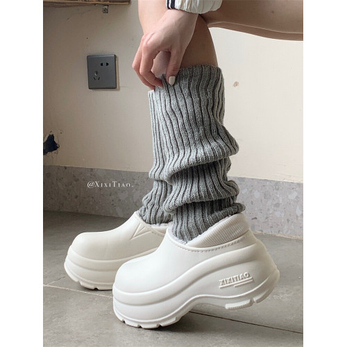 細細條 簡約百搭女士外穿保暖加絨短靴冬季時尚厚底防滑防水棉鞋