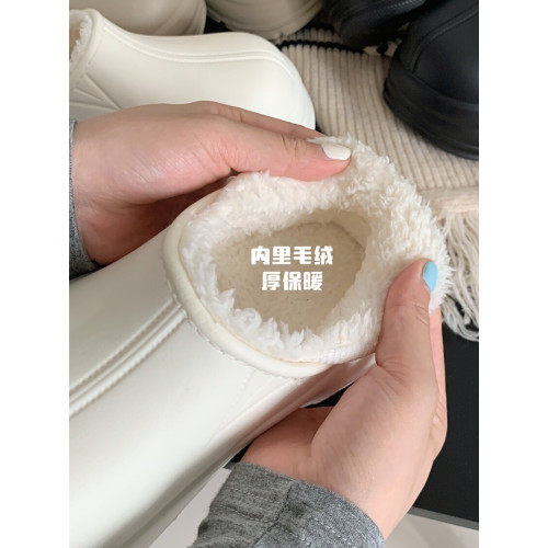 細細條 簡約百搭女士外穿保暖加絨短靴冬季時尚厚底防滑防水棉鞋
