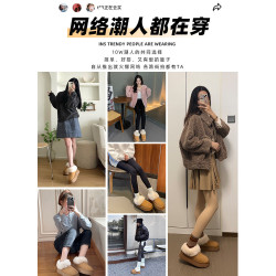 拉夏貝爾皮毛一體雪地靴女2025新款冬季加絨女鞋加厚保暖東北棉鞋