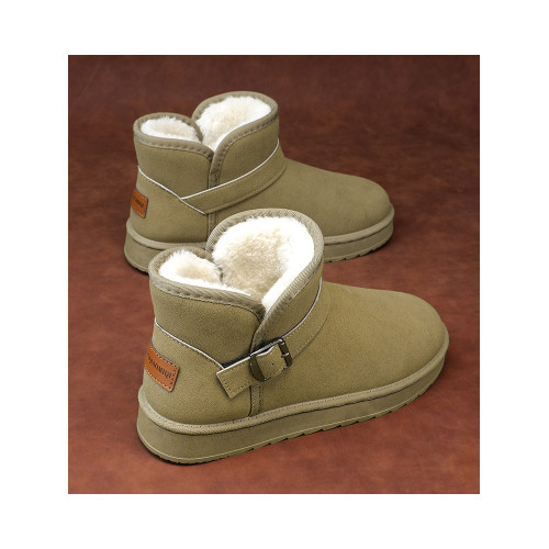 皮毛一體雪地靴女款冬季加絨加厚保暖東北大棉鞋防滑厚底通勤女鞋