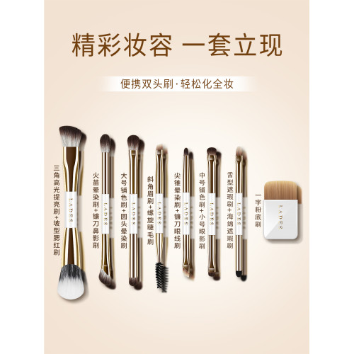 LADES/藍蒂絲三折曡15支雙頭可攜式套刷眼影刷點彩鋪色化妝刷套盒裝 LADES/藍蒂絲三折曡15支雙頭可攜式套刷眼影刷點彩鋪色化妝刷套盒裝