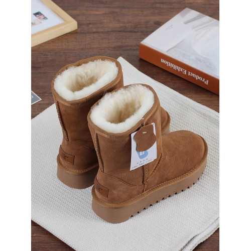 全羊毛厚底雪地靴女中筒2026冬新款皮毛一體防滑東北加絨保暖棉鞋