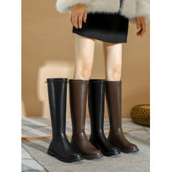 不過膝長筒靴女秋冬平底胖mm粗腿大筒圍騎士靴高筒瘦瘦靴大碼女靴