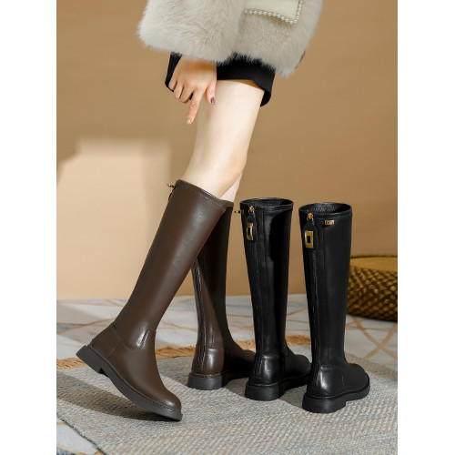 不過膝長筒靴女秋冬平底胖mm粗腿大筒圍騎士靴高筒瘦瘦靴大碼女靴