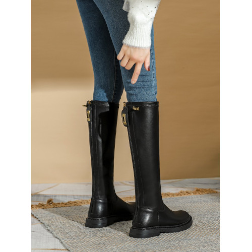 不過膝長筒靴女秋冬平底胖mm粗腿大筒圍騎士靴高筒瘦瘦靴大碼女靴