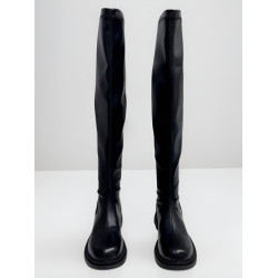 薄底高個子過膝靴女平底百搭高筒騎士靴女後拉鍊彈力長靴子女神範