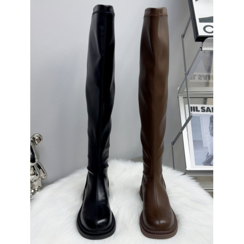 薄底高個子過膝靴女平底百搭高筒騎士靴女後拉鍊彈力長靴子女神範