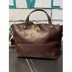 頭層植鞣牛皮水桶包真皮女包新款簡約百搭托特包質感手提斜後後背包