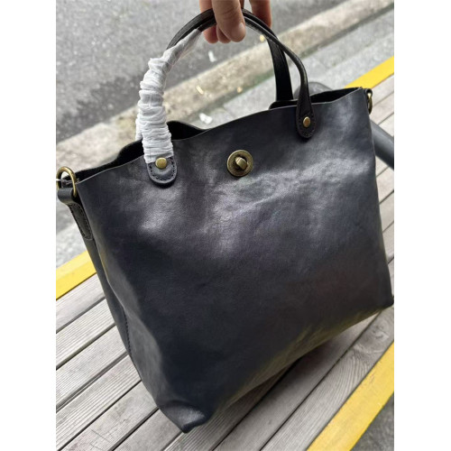 頭層植鞣牛皮水桶包真皮女包新款簡約百搭托特包質感手提斜後後背包