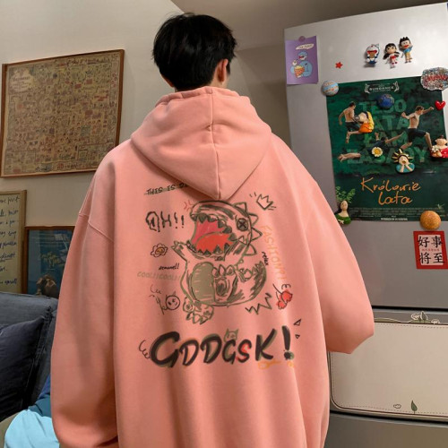 600G重磅新款衛衣男春季加絨加厚寬鬆連帽衫情侶落肩硬挺外套潮流