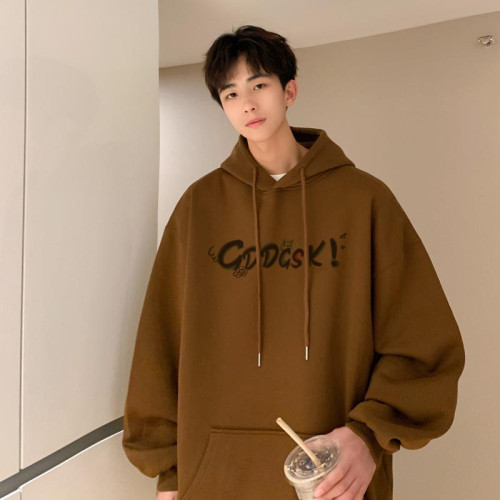 600G重磅新款衛衣男春季加絨加厚寬鬆連帽衫情侶落肩硬挺外套潮流