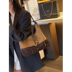 [明星推薦]植鞣磨砂真皮大容量托特包2025腋下百搭輕奢手提斜後後背包